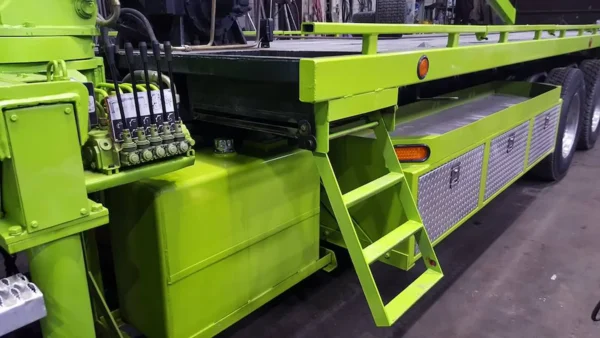 Metro FB-20 close-up of side ladder and side tool storage in bright green finish
