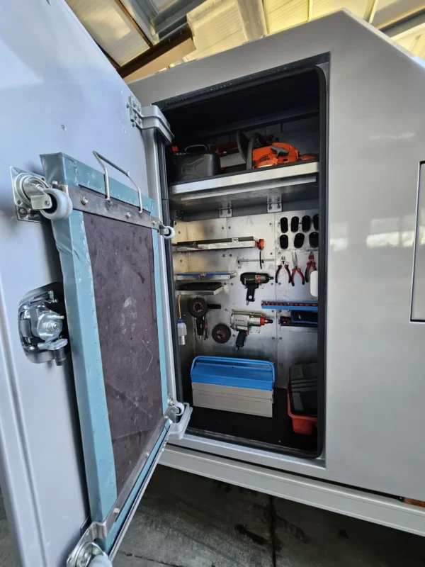 Metro Integrated INT-30 wrecker organized tool cabinet with hydraulic and recovery tools