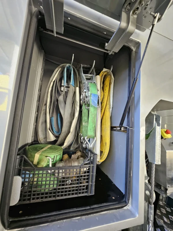 Metro Integrated INT-30 wrecker side compartment with recovery straps and equipment