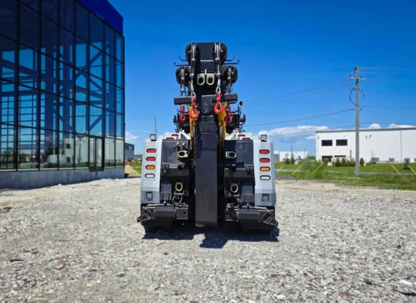 Metro Tow Trucks IND-60 rear view showing dual winches and independent boom system
