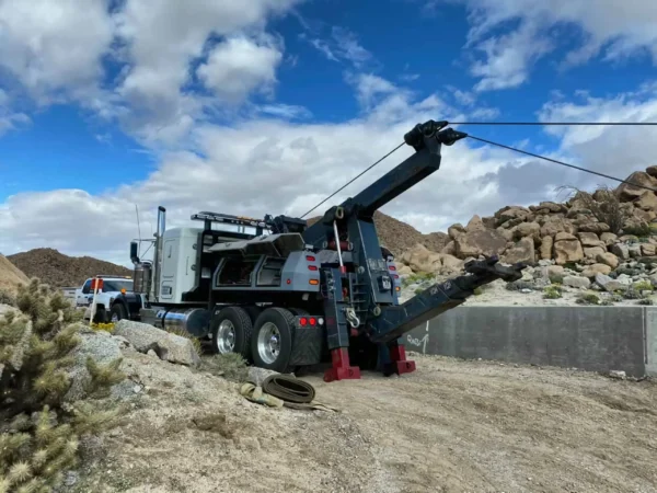 MDTU-35 performing off-road winching operation on steep rocky terrain